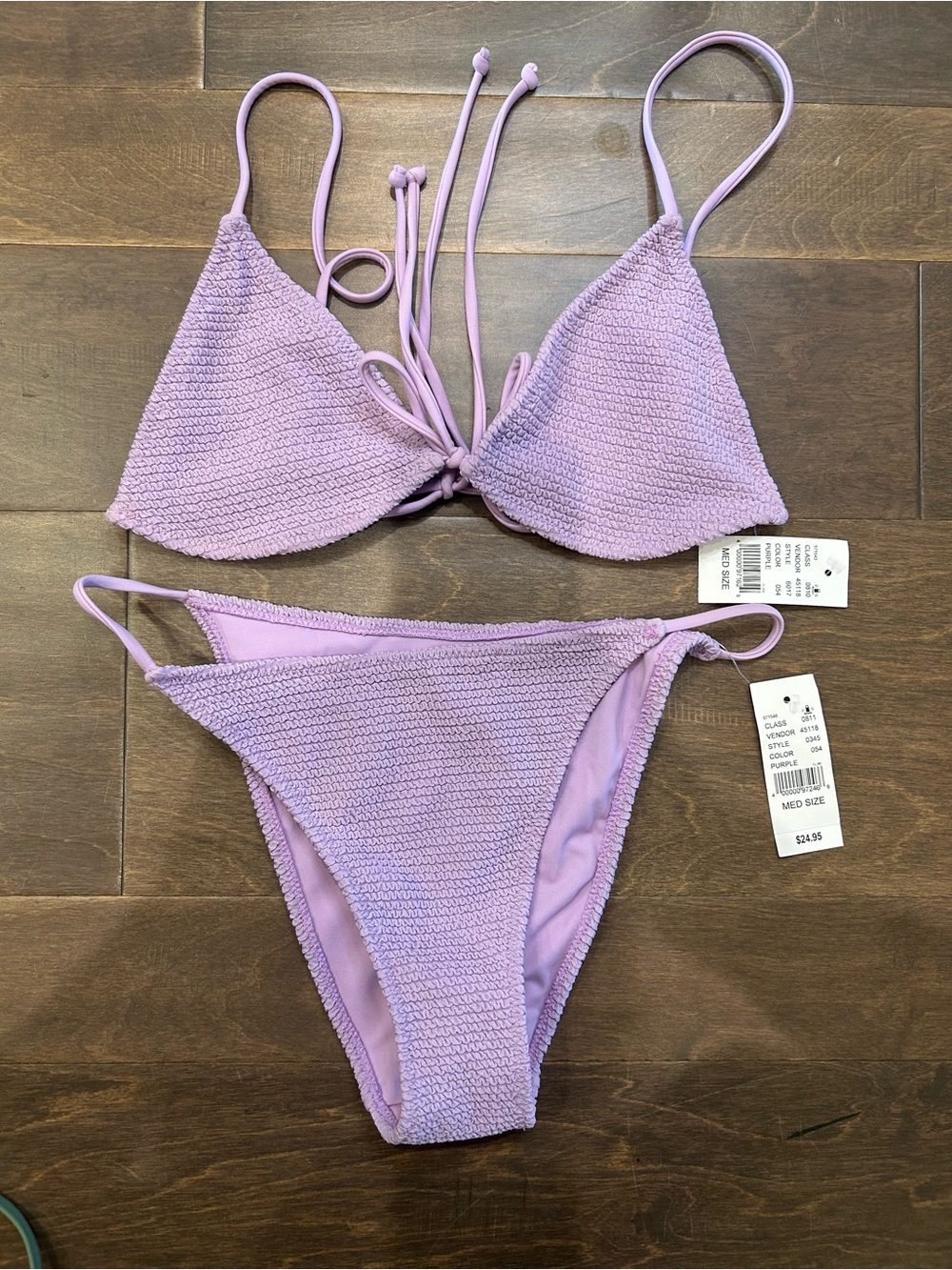 La Hearts Lavender Textured Triangle Bikini